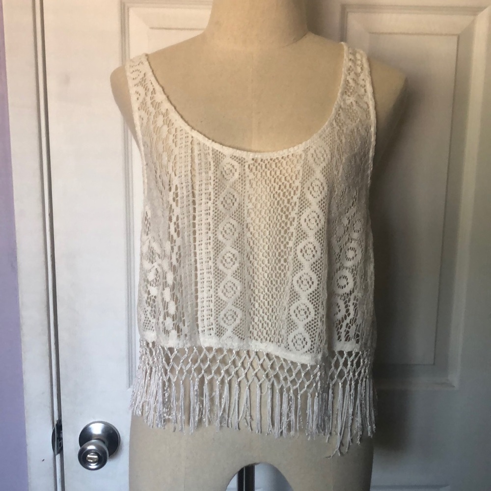 Roxy white lace tank